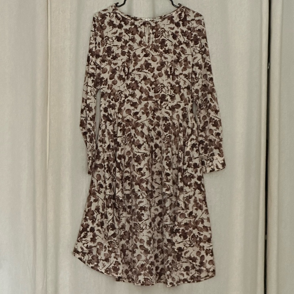 Patrizia Luca Cream and Brown Bishop Sleeve Tunic
